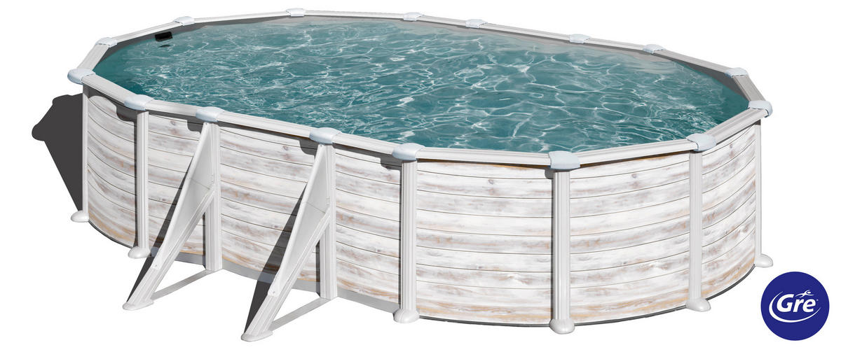 POOL-SET 2024 610/375/132 cm  - Weiß, KONVENTIONELL, Metall (610/375/132cm) - Gre