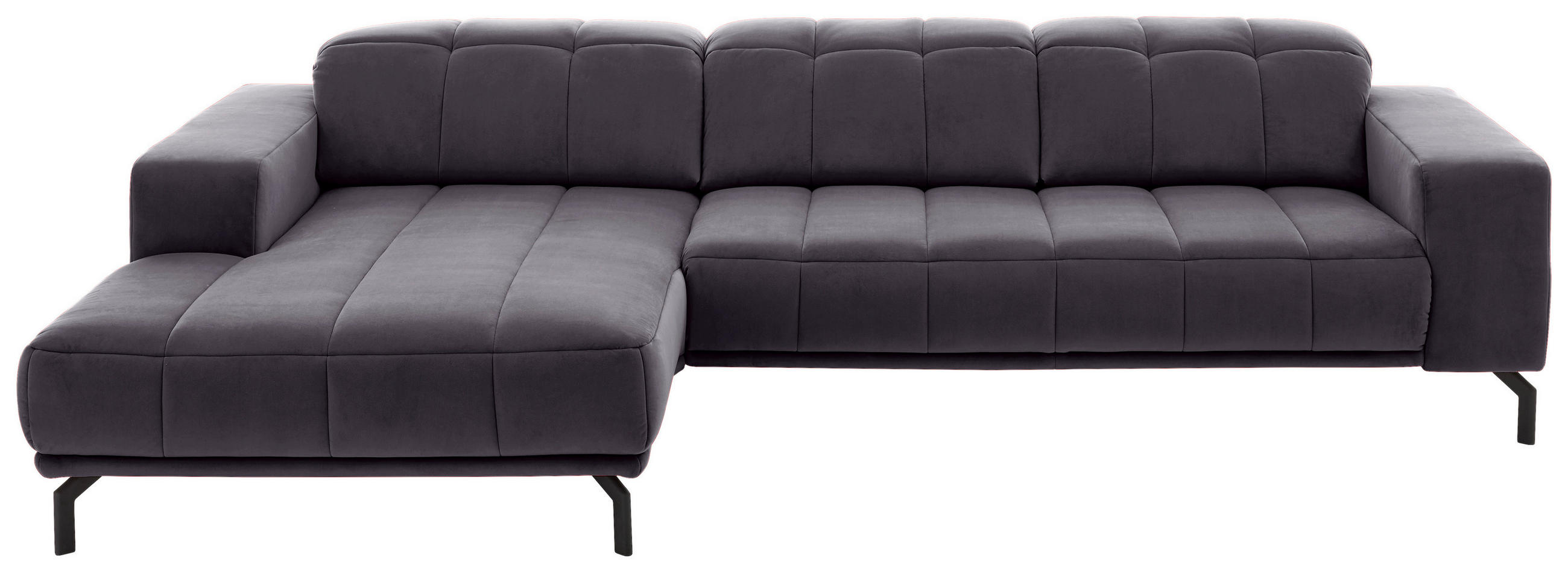 ECKSOFA Altrosa Velours  - Schwarz/Altrosa, Design, Textil/Metall (195/293cm) - Beldomo Style
