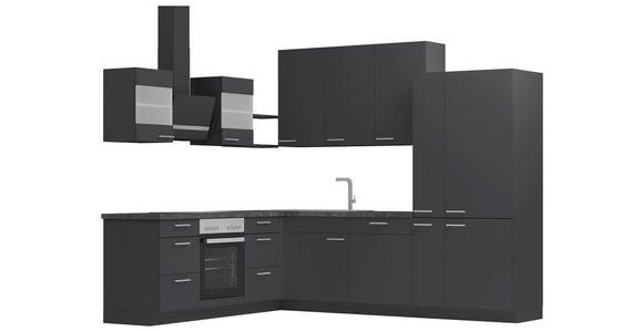 ECKKÜCHE 225/275 cm  in Dunkelgrau  - Edelstahlfarben/Dunkelgrau, Design, Holzwerkstoff/Metall (225/275cm) - Xora