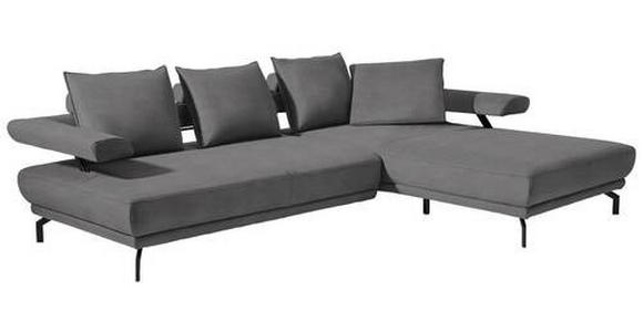 ECKSOFA in Mikrofaser Grau  - Schwarz/Grau, Design, Textil/Metall (305/224cm) - Dieter Knoll