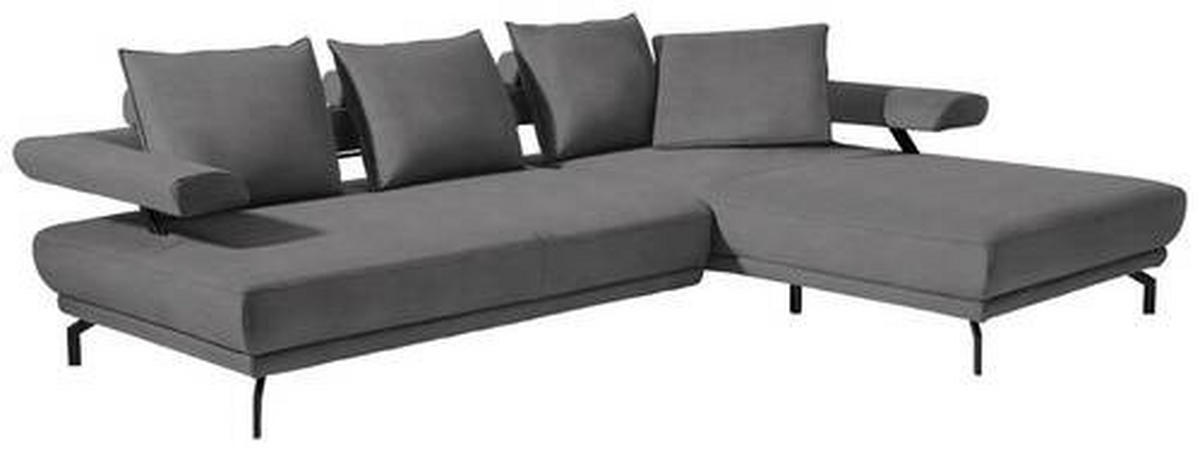ECKSOFA in Mikrofaser Grau  - Schwarz/Grau, Design, Textil/Metall (305/224cm) - Dieter Knoll