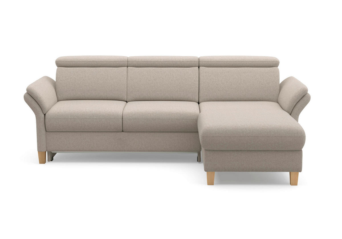 ECKSOFA in Flachgewebe Taupe  253/166 cm  - Taupe/Eichefarben, KONVENTIONELL, Holz/Textil (253/166cm) - Sit & More