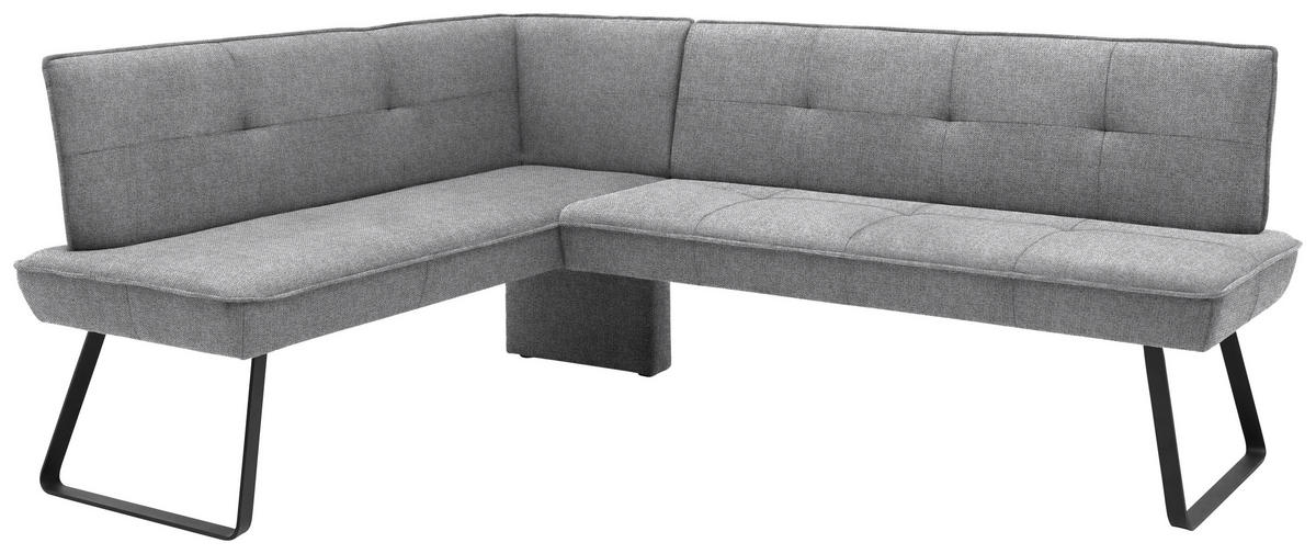 ECKBANK 157/181 cm Flachgewebe Grau, Schwarz Metall   - Schwarz/Grau, Design, Textil/Metall (157/181cm) - Dieter Knoll