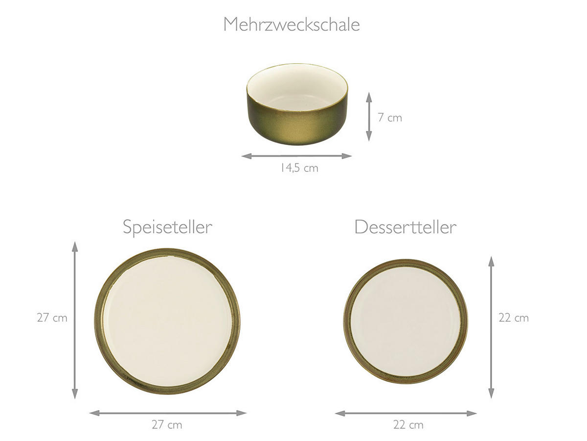 SERVIS 12 delar  - vit/guldfärgad, keramik (31,5/31,5/37cm) - Creatable