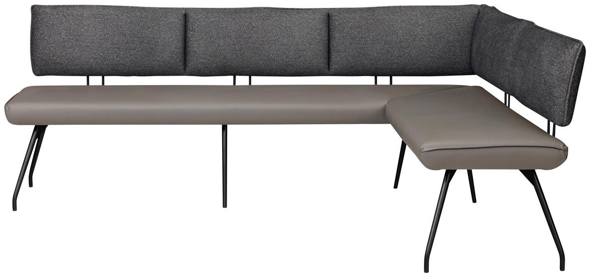 ECKBANK Metall, Textil Anthrazit  - Anthrazit/Schwarz, Design, Textil/Metall (255/205cm) - Moderano
