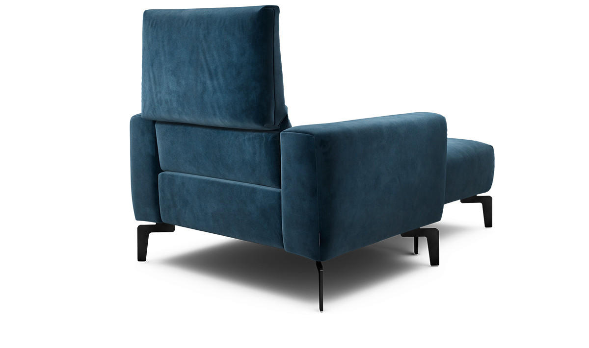 Sessel inkl. Hocker Samt    - Schwarz/Dunkelblau, Design, Textil/Metall (110/85/86-94cm) - SENSOO
