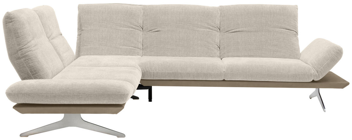 ECKSOFA in Flachgewebe Greige, Graubraun  209/277 cm  - Edelstahlfarben/Greige, Design, Textil/Metall (209/277cm) - Koinor