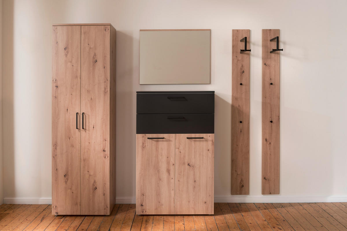 GARDEROBE 5-teilig  in 200/200/38 cm  - Eichefarben/Anthrazit, Konventionell, Holzwerkstoff (200/200/38cm) - Moderano