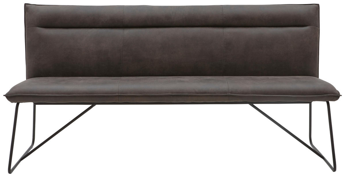 SITZBANK 220/88/66 cm Mikrofaser Anthrazit, Schwarz Metall  - Anthrazit/Schwarz, Design, Textil/Metall (220/88/66cm) - Valnatura