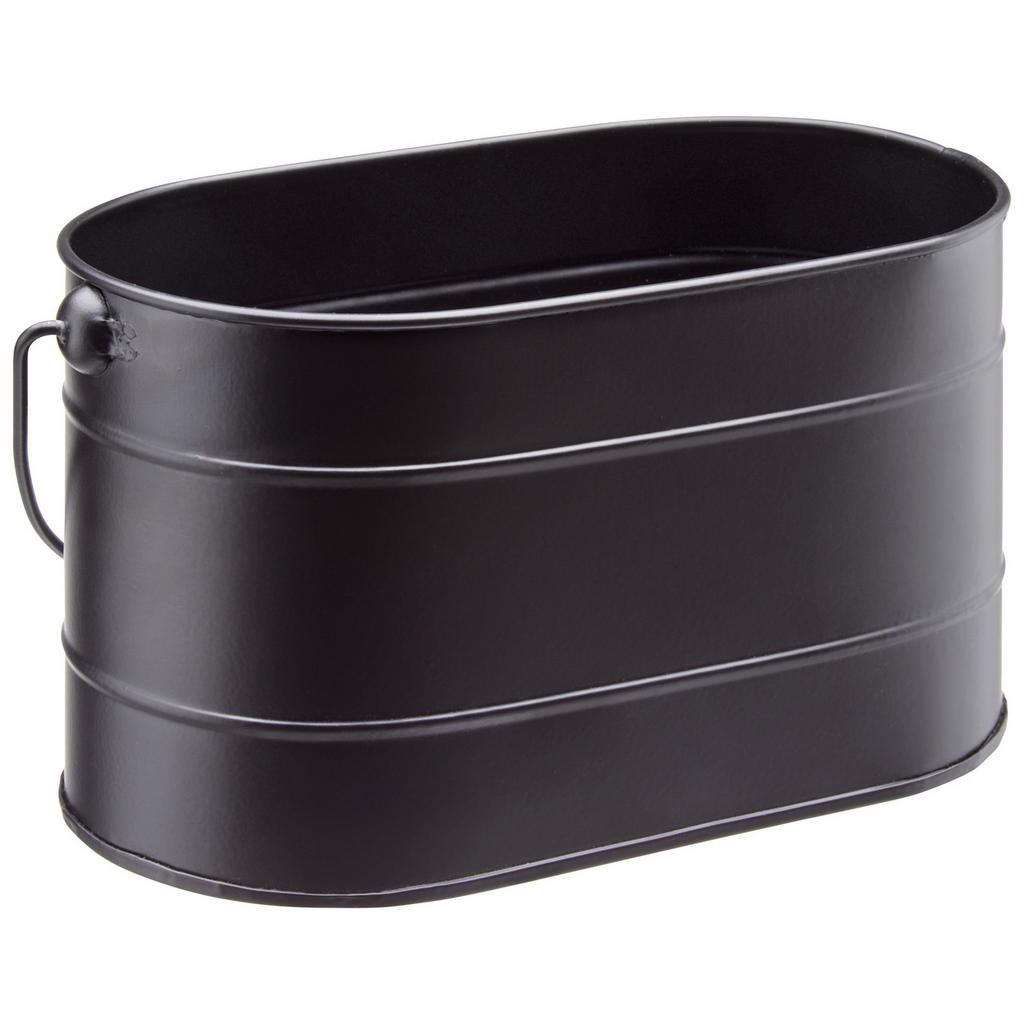 Übertopf Trixi Aus Zink, Oval + Griff Lxb: 19x10 Cm, Schwarz