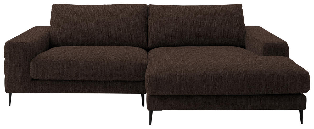 ECKSOFA in Flachgewebe Dunkelbraun  - Dunkelbraun/Schwarz, Design, Textil/Metall (253/177cm) - Dieter Knoll