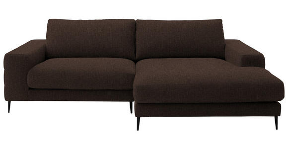 ECKSOFA  in Flachgewebe Dunkelbraun  253/177 cm  - Dunkelbraun/Schwarz, Design, Textil/Metall (253/177cm) - Dieter Knoll