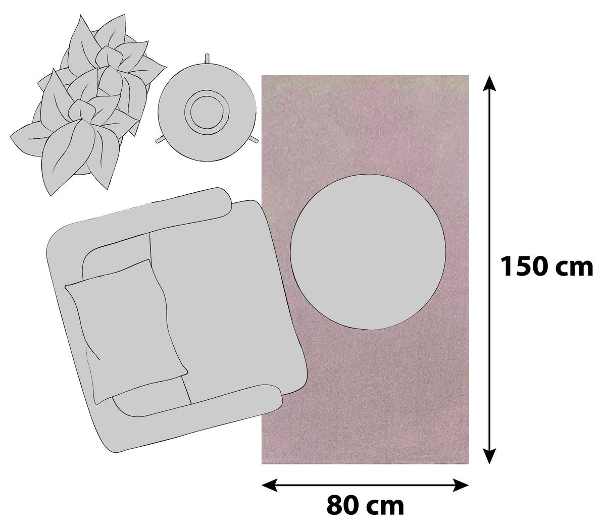 RYAMATTA 80/150 cm Ata 7000 Rose  - rosa, Klassisk, textil (80/150cm)