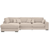 ECKSOFA  in Cord Creme Zierkissen, Rückenkissen  205/340 cm  - Creme/Schwarz, Design, Kunststoff/Textil (205/340cm) - Lomoco