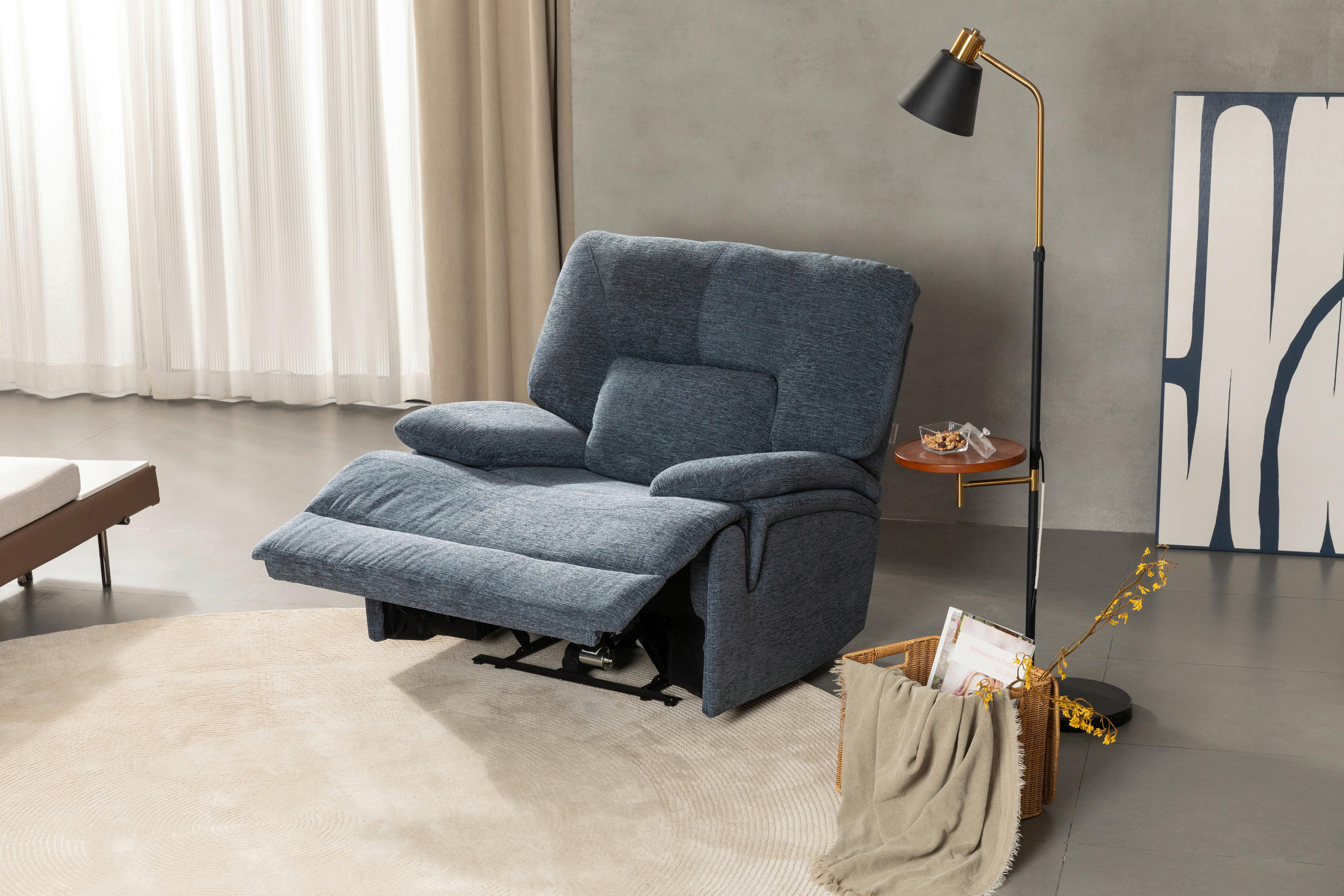 MASSAGESESSEL Chenille Blaugrau    - Blaugrau/Schwarz, Design, Kunststoff/Textil (106/104/97cm) - MID.YOU