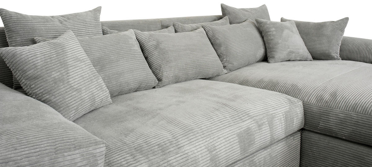 ECKSOFA Grau Cord Zierkissen, Rückenkissen, Rücken echt  - Schwarz/Grau, MODERN, Kunststoff/Textil (300/208cm) - Carryhome