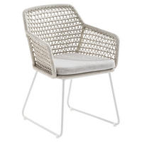 ARMLEHNSTUHL   Textilgeflecht  - Taupe/Weiss, Design, Textil/Metall (60/86/63cm)