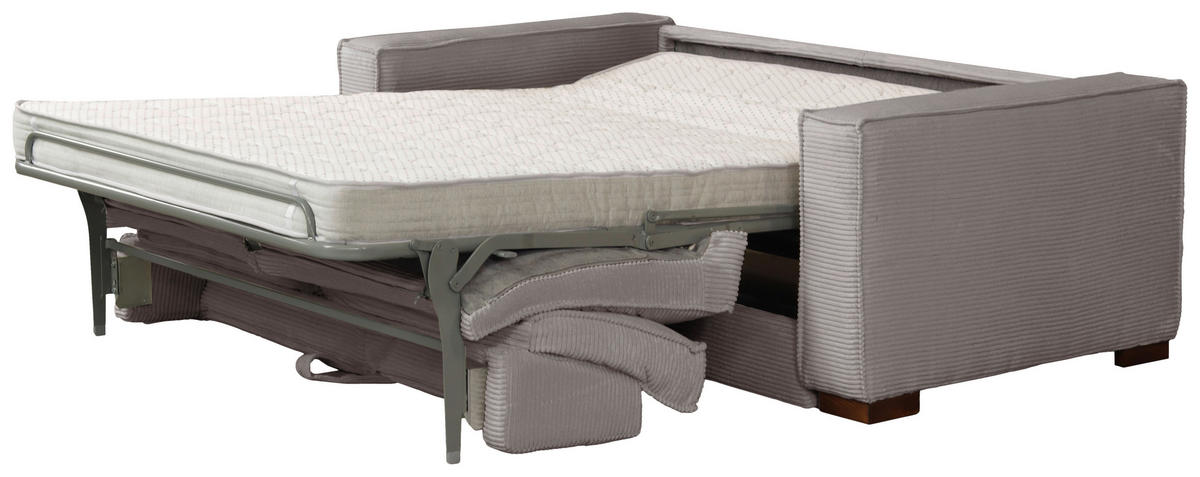 SCHLAFSOFA Cord Hellgrau  - Dunkelbraun/Hellgrau, Design, Holz/Textil (203/85/99cm) - MID.YOU