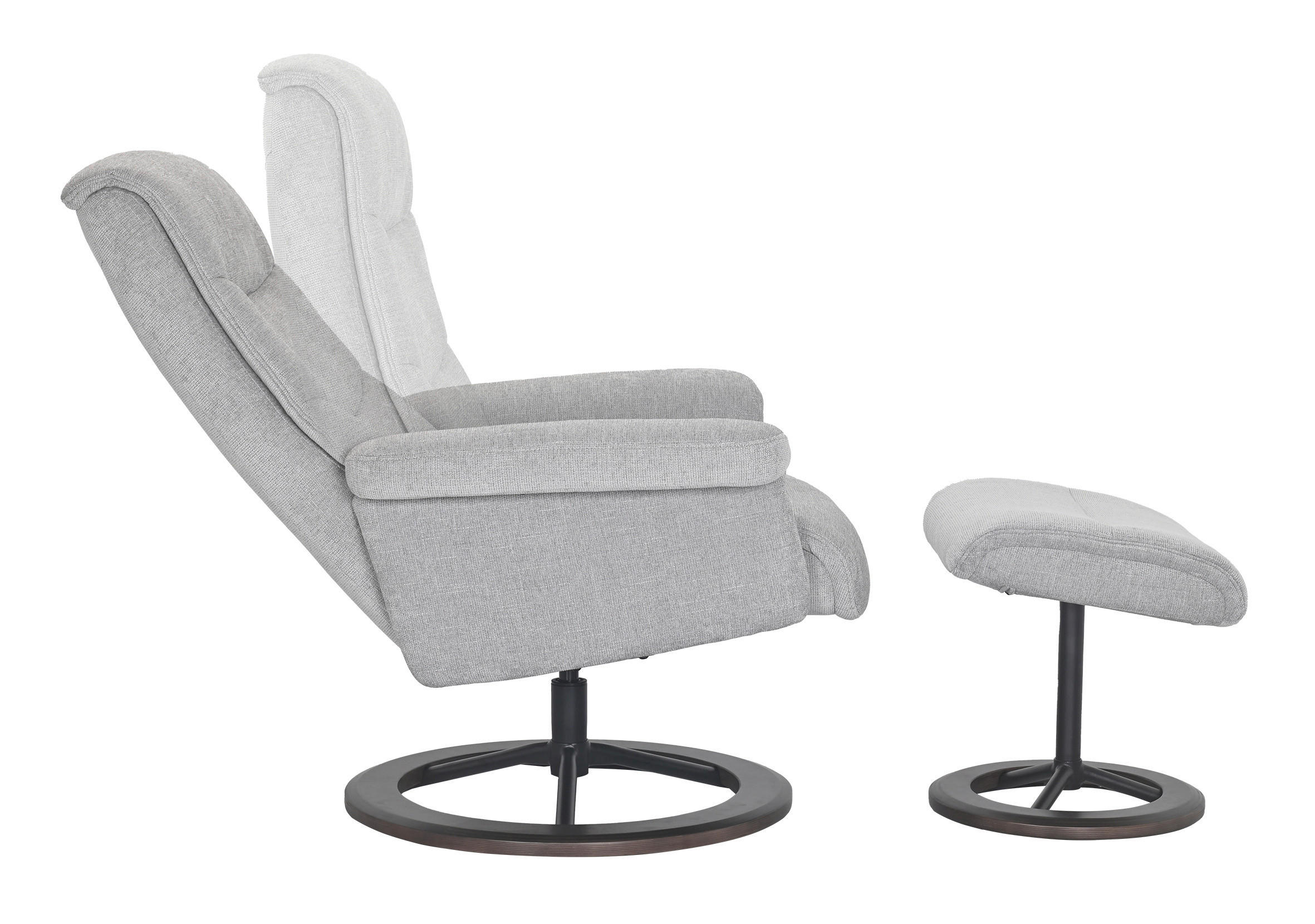 RELAXSESSELSET Webstoff Kopfteilverstellung    - Hellgrau/Schwarz, Design, Holz/Textil (81/82-115/85-105cm) - Xora