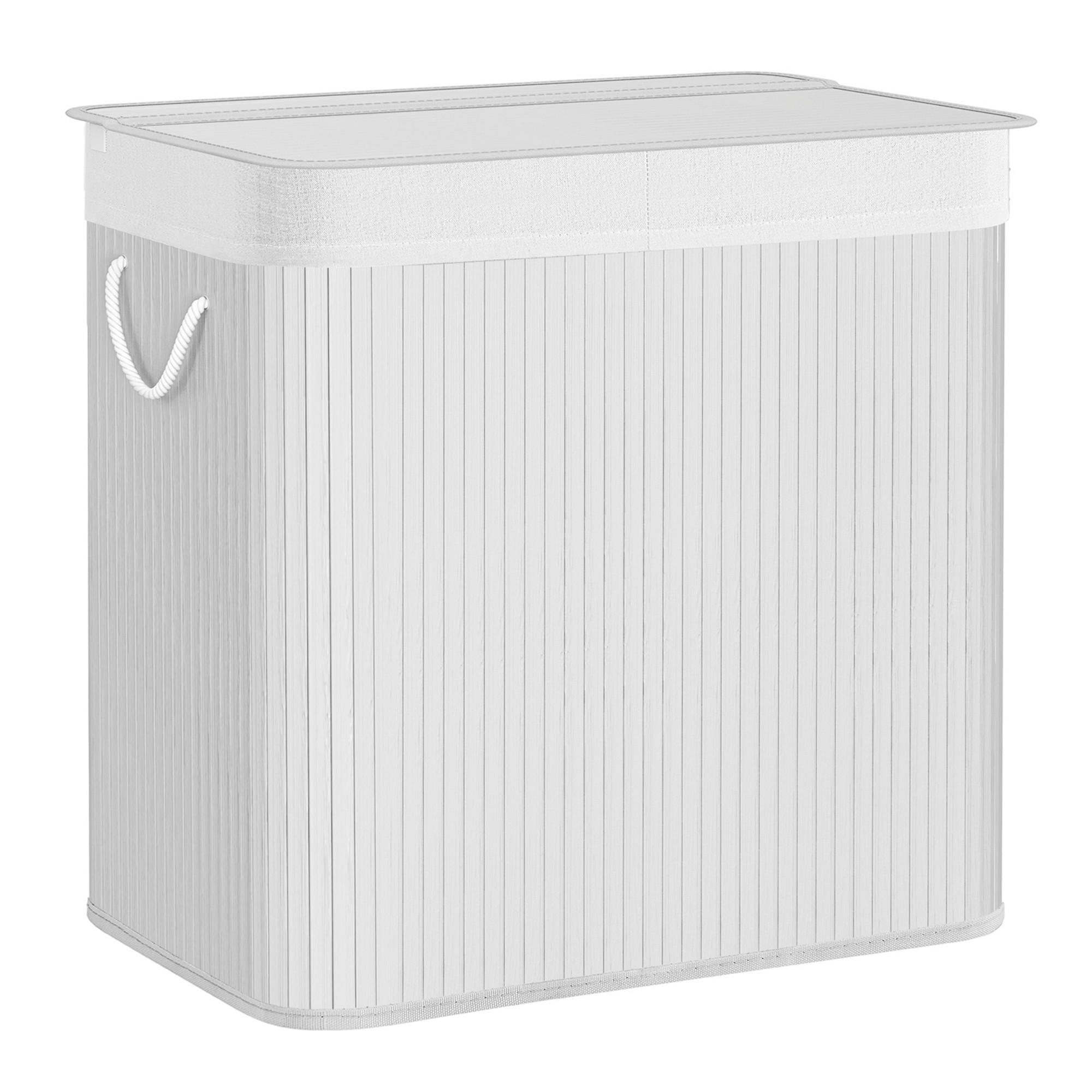 WÄSCHEKORB - Weiß, Basics, Naturmaterialien/Textil (60/61,5/40cm)