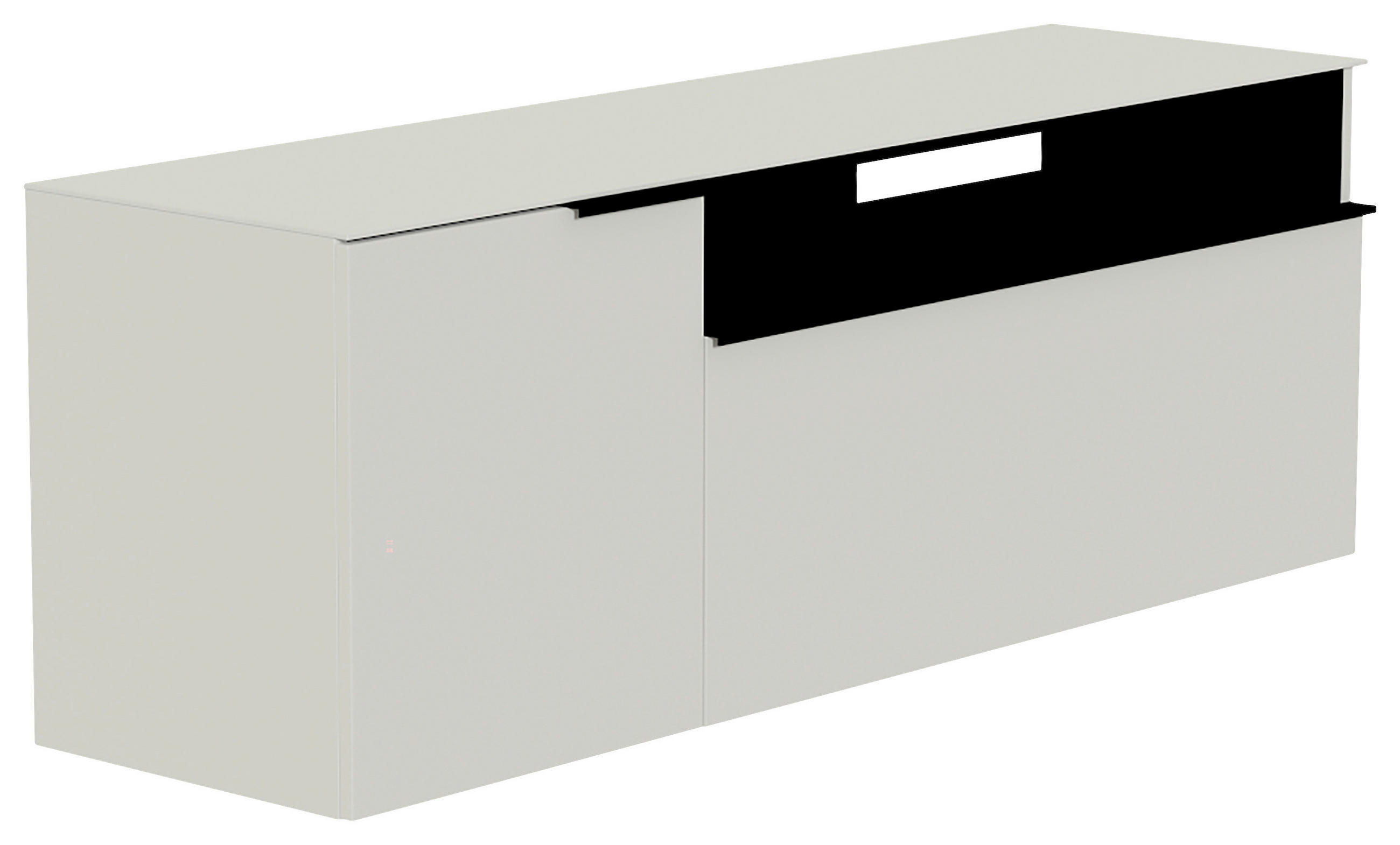 LOWBOARD  160/56/45 cm  Beimöbel erhältlich, hängend, Abdeckplatte aus Glas  - Schwarz/Weiß, Design, Glas/Holzwerkstoff (160/56/45cm) - Moderano