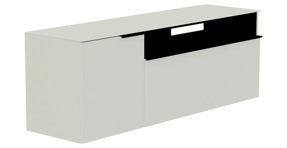 LOWBOARD  160/56/45 cm  Beimöbel erhältlich, hängend, Abdeckplatte aus Glas  - Schwarz/Weiß, Design, Glas/Holzwerkstoff (160/56/45cm) - Moderano