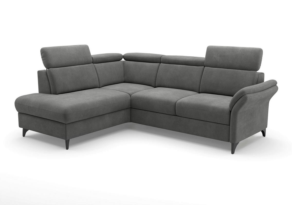 ECKSOFA GLENDALE E Grau Flachgewebe  - Schwarz/Grau, KONVENTIONELL, Textil/Metall (193/247cm) - Sit & More