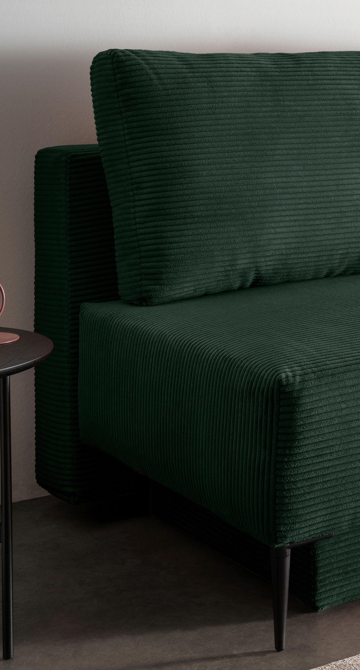 SCHLAFSOFA in Cord Dunkelgrün  - Dunkelgrün/Schwarz, Modern, Textil/Metall (198/90/100cm) - Livetastic