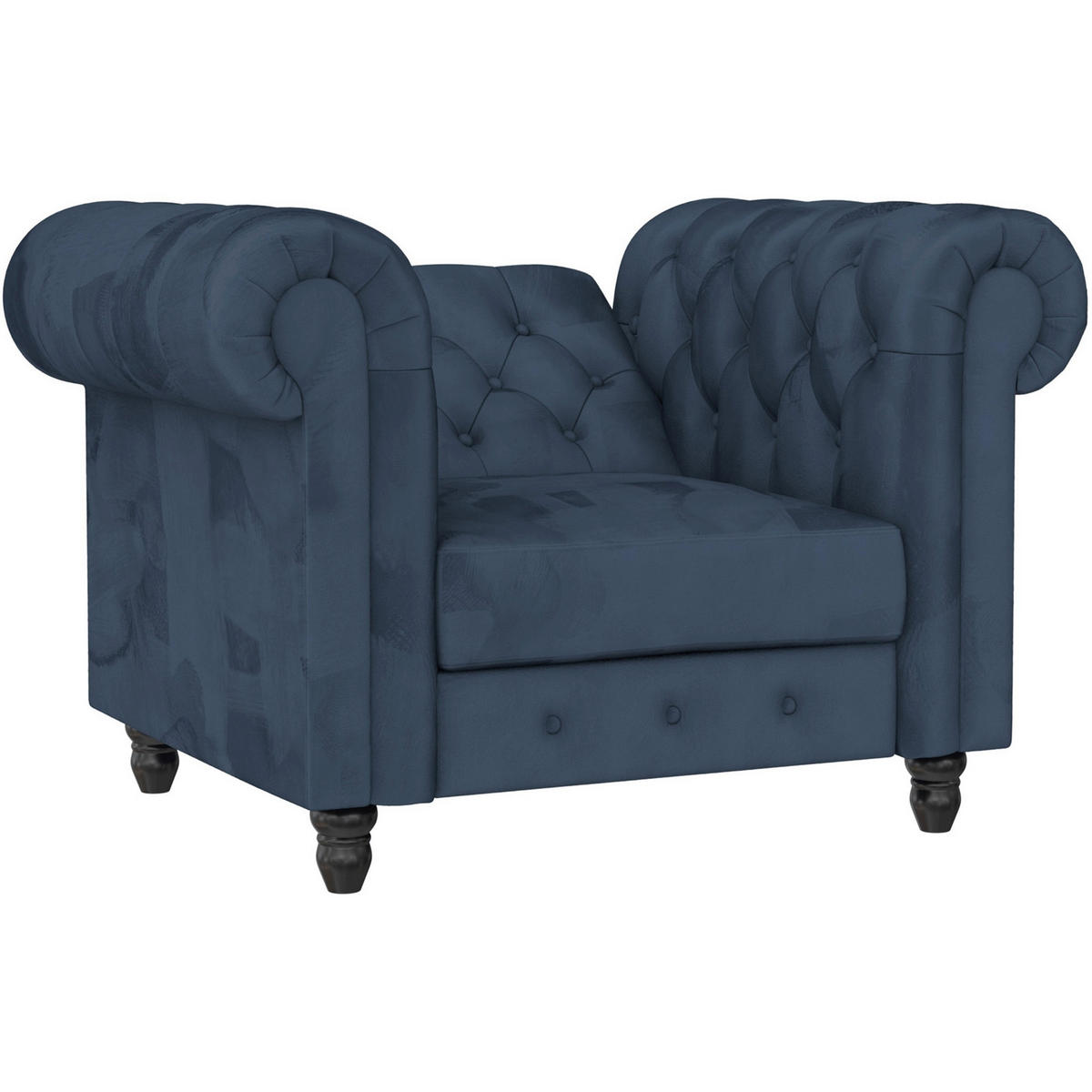 SESSEL in Velours Blau  - Blau/Schwarz, Basics, Holz/Textil (111/83/87cm) - Livetastic