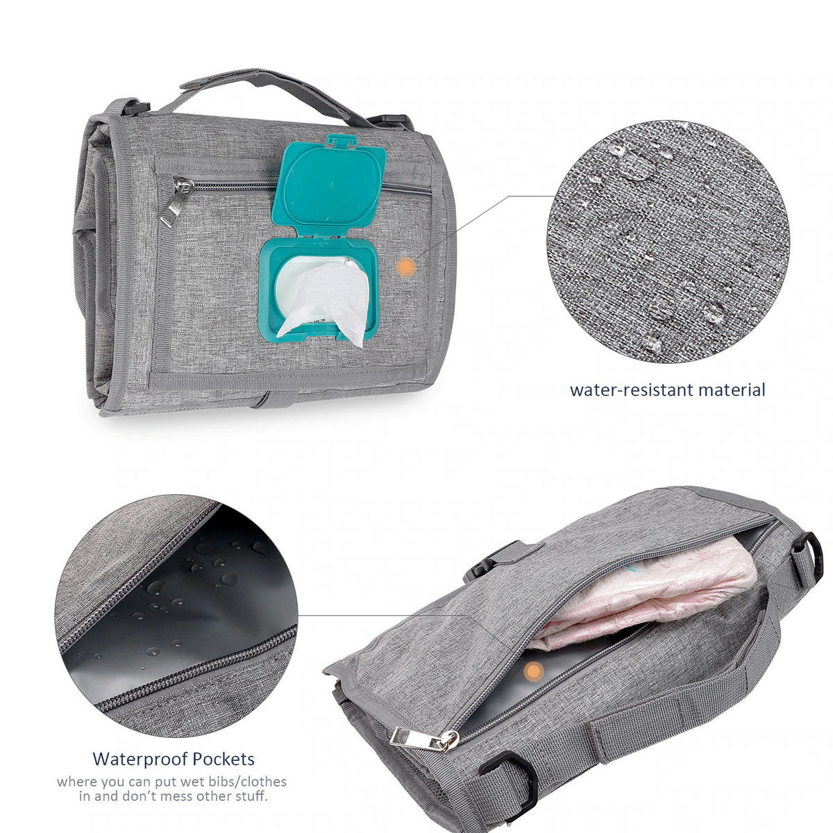 WICKELTASCHE  - Grau, Basics, Textil (20/40/30cm)