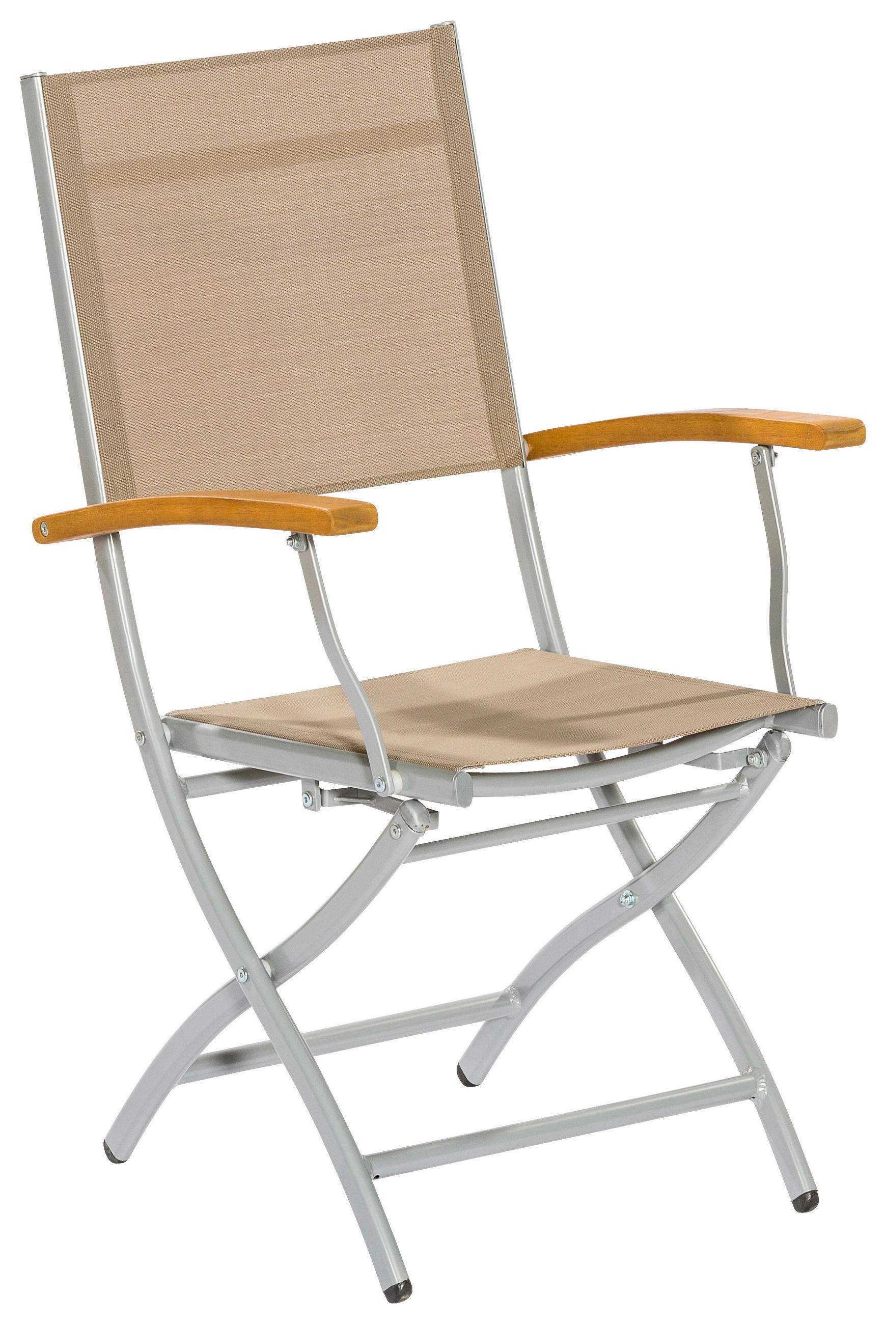 GARTENKLAPPSESSEL-SET Akazie Aluminium Grau, Silberfarben, Akaziefarben  - Silberfarben/Grau, KONVENTIONELL, Holz/Textil (57/92/60cm) - Gardenson