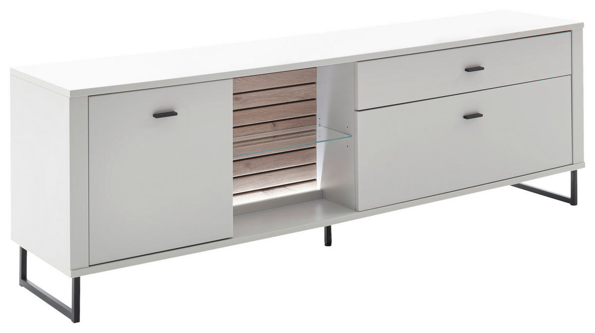 LOWBOARD  in 210/69/44 cm  - Eichefarben/Anthrazit, Design, Glas/Holzwerkstoff (210/69/44cm) - Stylife