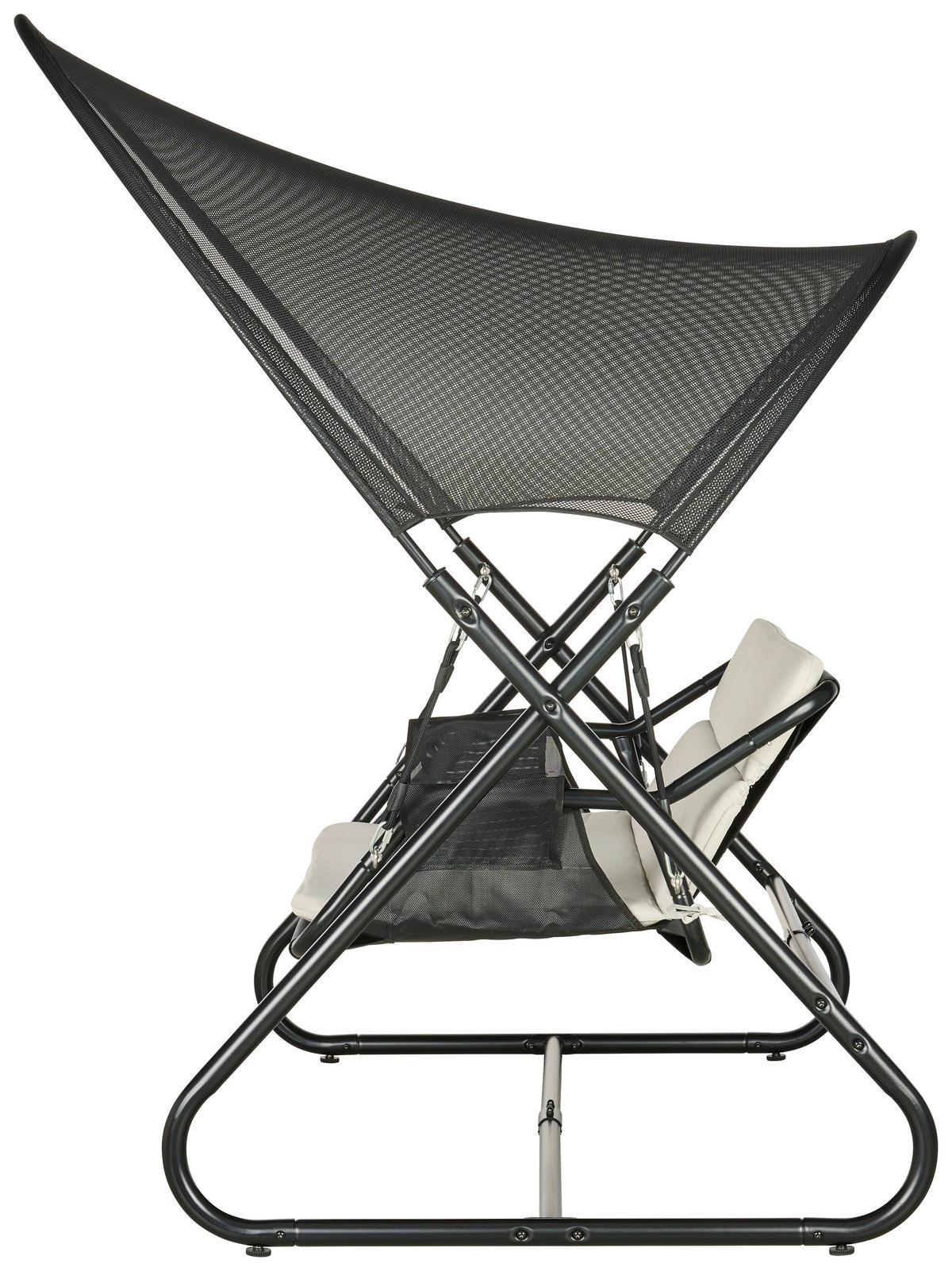 HOLLYWOODSKÁ HOUPAČKA  - černá/světle šedá, Moderní, kov/textil (166/190/145cm) - Beldano