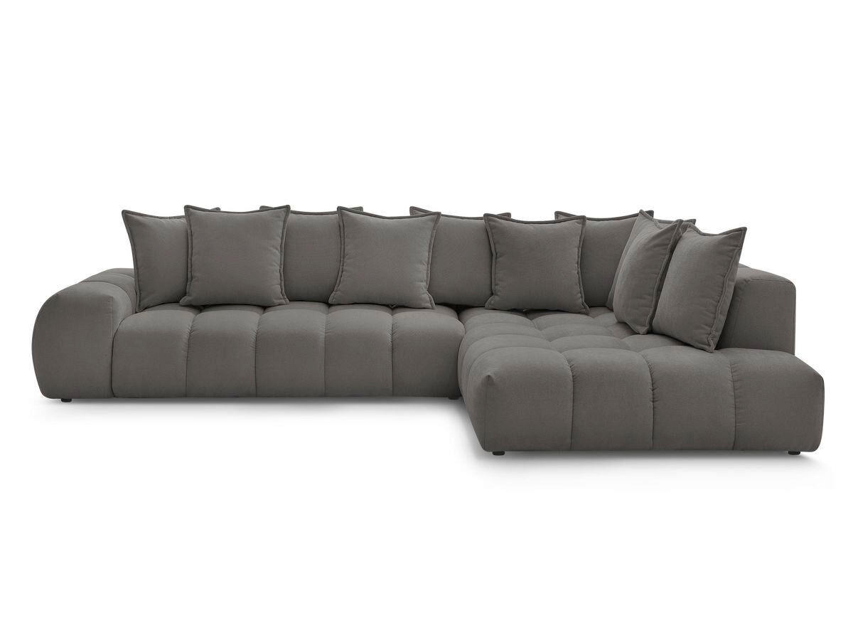 ECKSOFA Ottomane rechts  EVEREST Dunkelgrau Struktur  - Dunkelgrau/Schwarz, MODERN, Kunststoff/Textil (352/210cm) - Livetastic