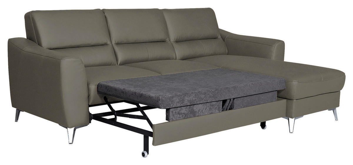 ECKSOFA in Lederlook Echtleder Sahara  - Chromfarben/Sahara, Design, Leder/Textil (241/168cm) - Livetastic