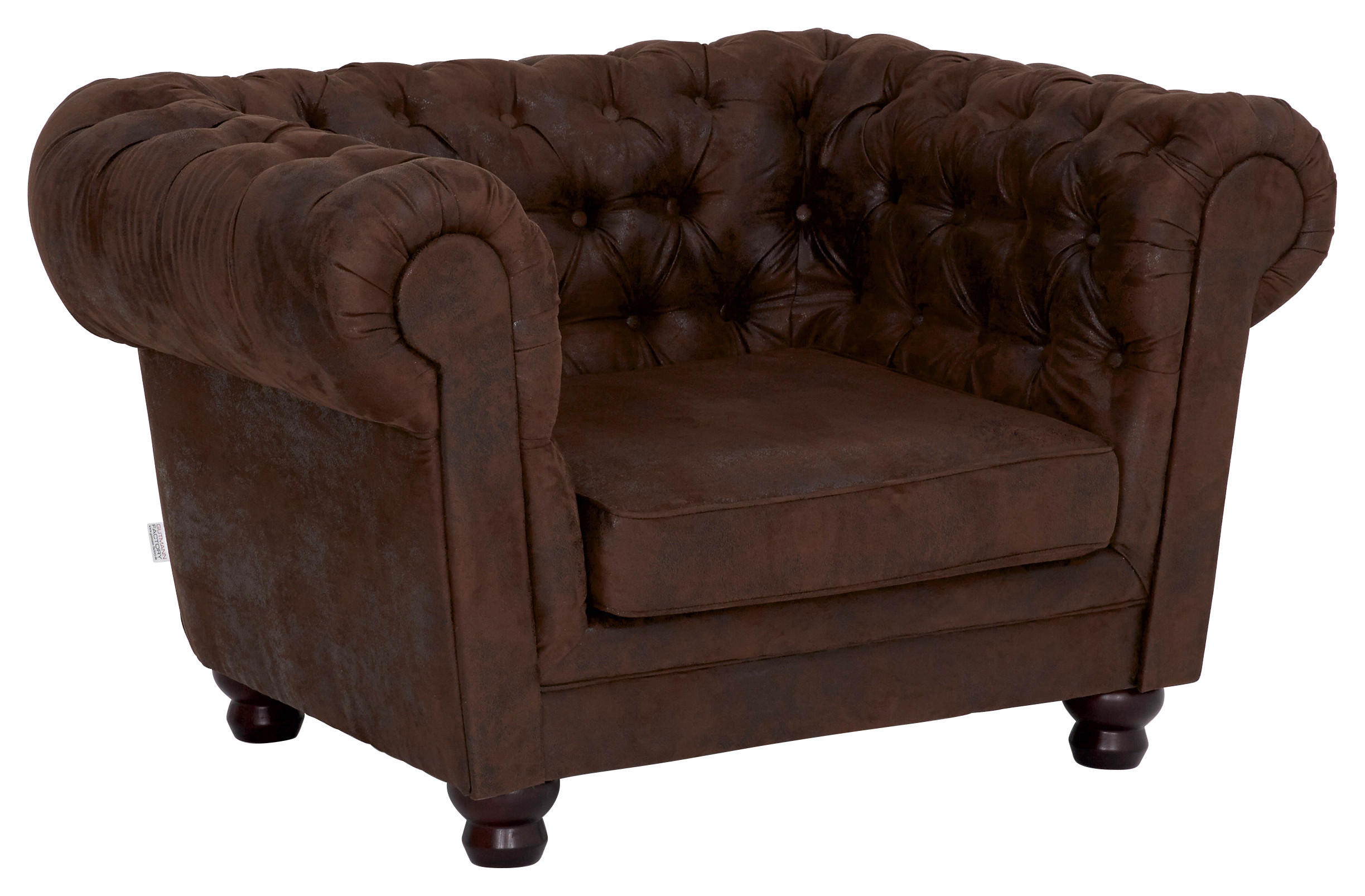 CHESTERFIELD-SESSEL - Dunkelbraun, LIFESTYLE, Holz/Textil (130/79/93cm)