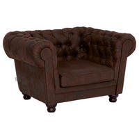 CHESTERFIELD-SESSEL in Mikrofaser Dunkelbraun  - Dunkelbraun, Lifestyle, Holz/Textil (130/79/93cm)