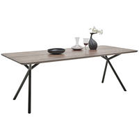 ESSTISCH Eiche massiv rechteckig Schwarz, Eiche dunkel  - Eiche dunkel/Schwarz, Design, Holz/Metall (220/100/75cm) - Dieter Knoll