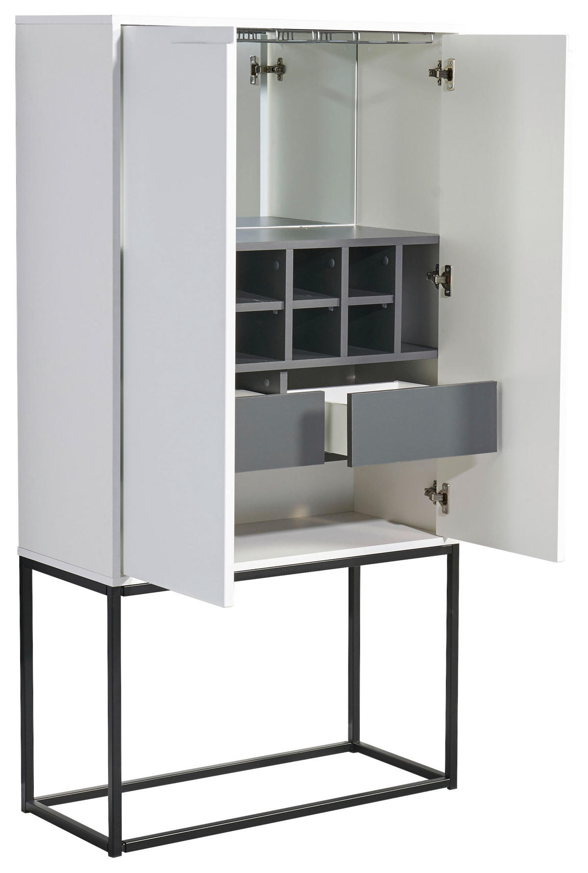 BARSCHRANK Weiß  - Schwarz/Weiß, Design, Glas/Holzwerkstoff (80/157/38cm) - Xora