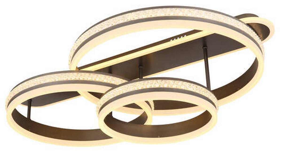 LED MENNYEZETI LÁMPA - titánszürke/opál, Design, műanyag/fém (80/50/21,5cm)