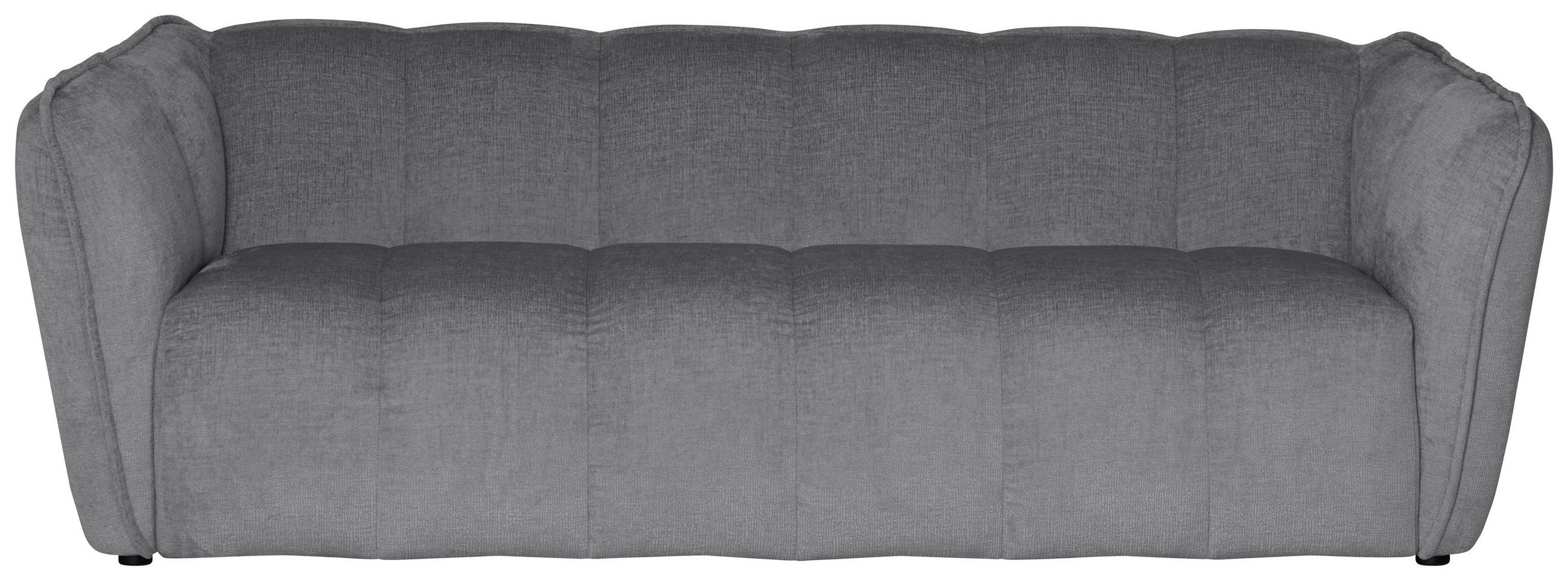 3-SITZER-SOFA LIVOLI in Chenille Hellgrau  - Hellgrau/Schwarz, Design, Kunststoff/Textil (217/70/94cm) - MID.YOU