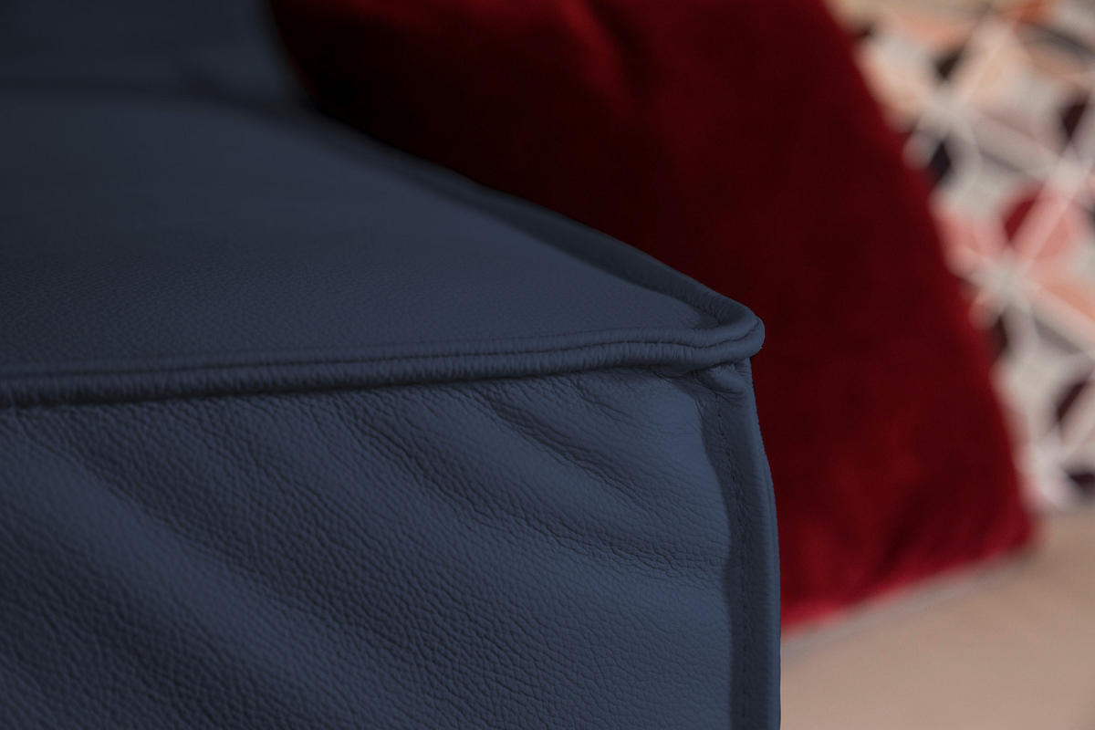 ECKSOFA in Echtleder Blau  - Blau/Schwarz, Modern, Leder/Kunststoff (300/164cm) - W.Schillig