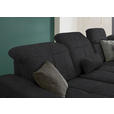 ECKSOFA in Flachgewebe Schwarz  - Wildeiche/Schwarz, Natur, Holz/Textil (301/243cm) - Voleo