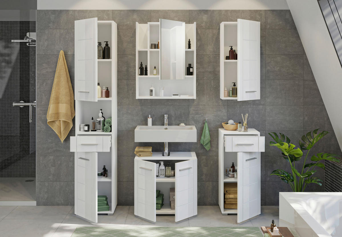 SPIEGELSCHRANK 60/77/19 cm  - Weiß Hochglanz, MODERN, Glas/Holzwerkstoff (60/77/19cm) - MID.YOU