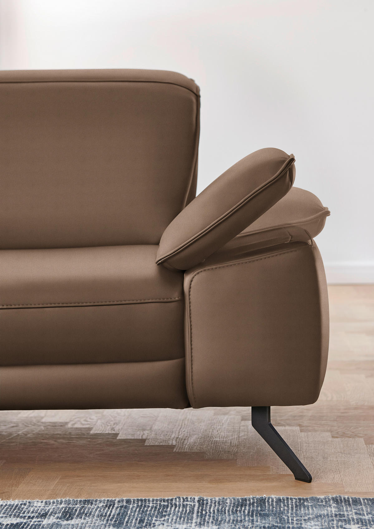 ECKSOFA in Echtleder Braun  - Schwarz/Braun, Design, Leder/Metall (193/328cm) - Dieter Knoll