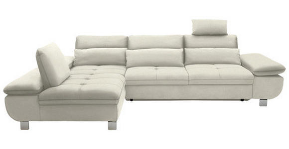 ECKSOFA Creme Webstoff  - Creme/Alufarben, Design, Textil (203/310cm) - Xora