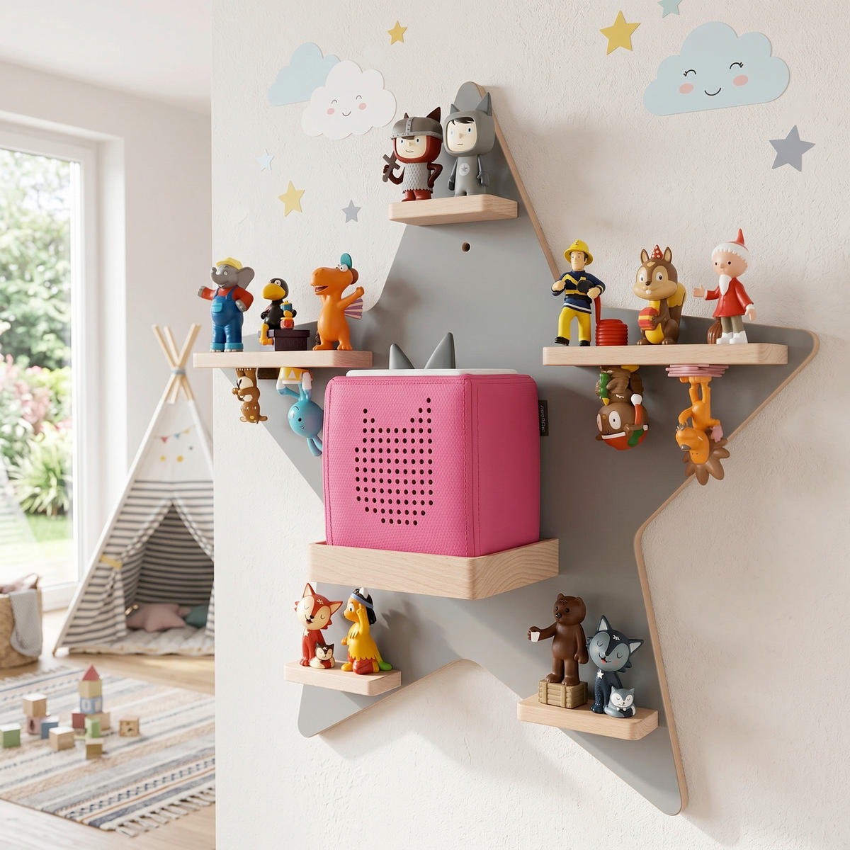 KINDERREGAL  - Grau, Modern, Holzwerkstoff (52/55/19cm) - Livetastic
