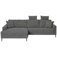 ECKSOFA Grau Cord Zierkissen, Rückenkissen, Rücken echt  - Schwarz/Grau, KONVENTIONELL, Textil/Metall (173/276cm) - Carryhome