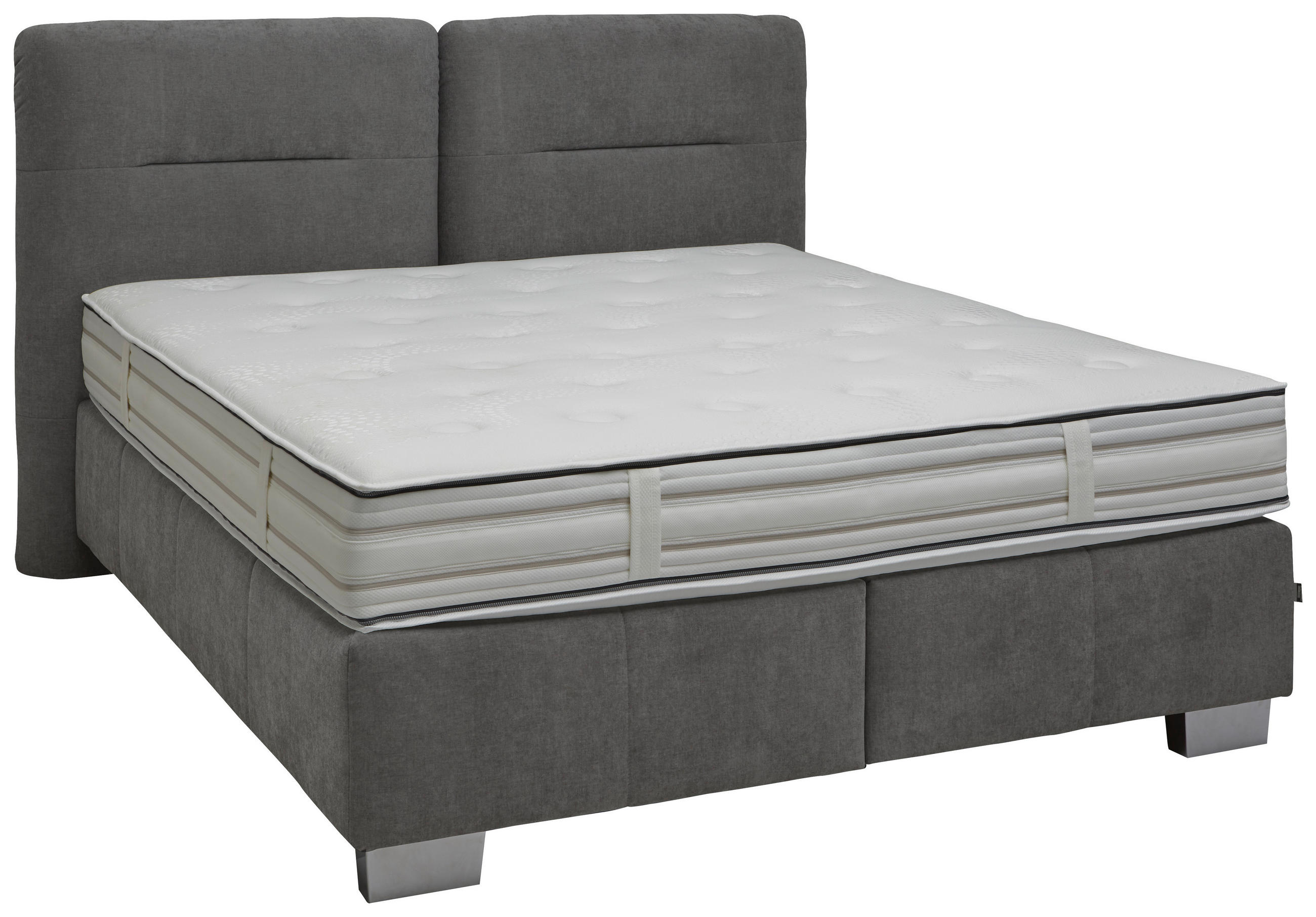 BOXSPRINGBETT 180/200 cm  in Anthrazit  - Chromfarben/Anthrazit, KONVENTIONELL, Textil/Metall (180/200cm) - Dieter Knoll