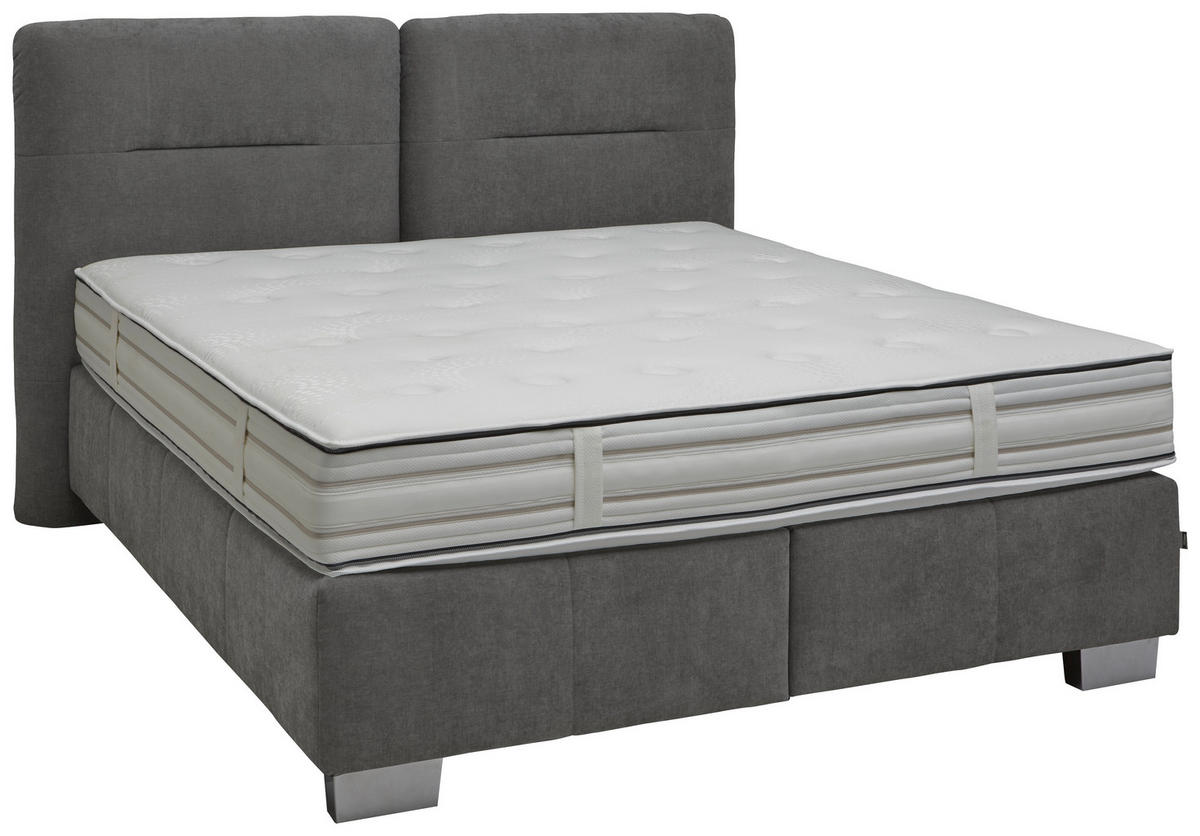 BOXSPRINGBETT 140/200 cm  in Anthrazit  - Chromfarben/Anthrazit, KONVENTIONELL, Textil/Metall (140/200cm) - Dieter Knoll